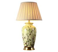 HHRLCH Amen Chinoiserie Ceramic Table Lamp 27 Table Lamp with Flower and Bird Classic Cottage Style for Bedroom Nightstand and Desk