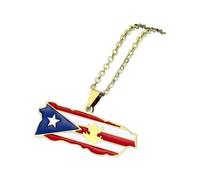 HHRLCH American Flag Necklace For Men and Women, USA Puerto Rico Map Flag Pendant American Flag Cross Necklace For Men Patriotic Jewelry For Women For Birthday Valentine