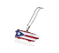 HHRLCH American Flag Necklace For Men and Women, USA Puerto Rico Map Flag Pendant American Flag Cross Necklace For Men Patriotic Jewelry For Women For Birthday Valentine