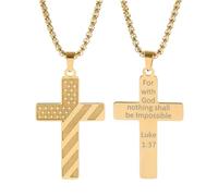 HHRLCH American Flag Necklace For Men, Inspirational Bible Verse Hip Hop Lettering Pendant, American Flag Cross Necklace For Men of July Necklace For Birthday