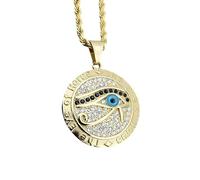 HHRLCH Ancient Egypt Amulet Eye of Horus Necklace For Men Women, Classic All Seeing Eye Necklace - Shiny CZ Eye of Ra Necklace, Illuminati Necklace For Halloween Christmas