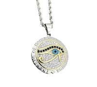 HHRLCH Ancient Egypt Amulet Eye of Horus Necklace For Men Women, Classic All Seeing Eye Necklace - Shiny CZ Eye of Ra Necklace, Illuminati Necklace For Halloween Christmas