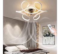 HHRLCH Art Ceiling Fans with Lamp Chandelier Dimmable Fan Ceiling Light with Remote Control 3000K-6000K Invisible Ventilator Lamp Thin 3 Speed Adjustable Bedroom Fan Ceiling Lamp/White/45Cm*19Cm