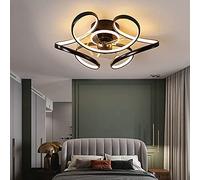 HHRLCH Art Ceiling Fans with Lamp Chandelier Dimmable Fan Ceiling Light with Remote Control 3000K-6000K Invisible Ventilator Lamp Thin 3 Speed Adjustable Bedroom Fan Ceiling Lamp/Black/45Cm*19Cm