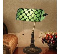 HHRLCH Bankers Lamp Green Lamp Antique Table Lamp Vintage Bankers Lamp Green Glass Desk Lamp Retro with Pull Bedside Lamp Office Lamp Table Light for Office Desk Livingroom A