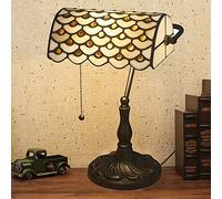 HHRLCH Bankers Lamp Green Lamp Antique Table Lamp Vintage Bankers Lamp Green Glass Desk Lamp Retro with Pull Bedside Lamp Office Lamp Table Light for Office Desk Livingroom C