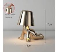 HHRLCH Battery Table Lamp Dimmable Wireless Table Light USB Rechargeable Metal Man Bedside Lamp with 3 Color Modes & 3 Dimming Levels Portable Desk Lamp for Bedroom Children's Room Restauran