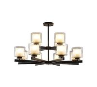 HHRLCH Black Postmodern Living Room Chandelier Nordic Duplex House Transparent Glass Shade Restaurant 3/6/8/10/12 Lamps Creative Ceiling Light Device/8Lights
