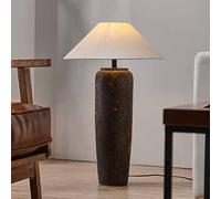 HHRLCH Black Rustic Southwestern Crock Pot Table Lamp 29.5" Tall Ceramic Standing Floor Lamp Amen Tapered Fabric Shade Bedside Nightstand for Living Room Bedroom House Office Entryway