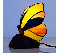 HHRLCH Butterfly Night Light Bedside Table Lamp Stained Glass Accent Desk Lamp Nightstand Reading Lamp for Nursery Bedroom Living Room - Blue Brown
