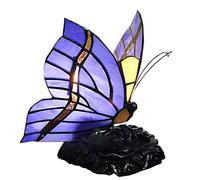 HHRLCH Butterfly Night Light Bedside Table Lamp Stained Glass Accent Desk Lamp Nightstand Reading Lamp for Nursery Bedroom Living Room - Blue Brown