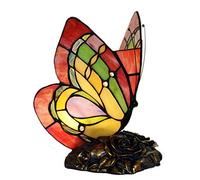 HHRLCH Butterfly Table Lamp Stained Glass Night Light Resin Base Bedside Reading Desk Lamp for Bedroom Living Room Study Decorative F