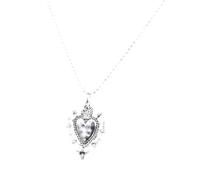 HHRLCH Catholic Sacred Heart Necklace For Women Men, Vintage Sacred Heart of Jesus Necklace - Beads Chain Sacred Heart Pendant, Jesus Heart Necklace For Christmas Birthday