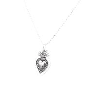 HHRLCH Catholic Sacred Heart Necklace For Women Men, Vintage Sacred Heart of Jesus Necklace - Beads Chain Sacred Heart Pendant, Jesus Heart Necklace For Christmas Birthday
