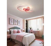 HHRLCH Ceiling Lamp | and | Acrylic | Heart-Shaped Children's Room Lamp 48W Intelligent Remote Control Bedroom Chandelier Stepless Dimming (Pink)