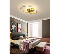 HHRLCH Ceiling Lamp | and | Acrylic | Heart-Shaped Children's Room Lamp 48W Intelligent Remote Control Bedroom Chandelier Stepless Dimming (Gold)