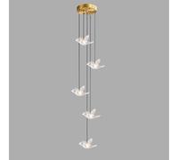 HHRLCH Chandelier Acrylic Bird Chandelier Copper Light Adjustable Height Long Staircase Chandeliers Foyer High Duplex Ceiling Light Fixture Chandeliers (Color :K Size : 16-L/Gold/5Light