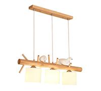 HHRLCH Chandelier Retro Square Wooden Light 3-Light Nordic Industrial Lamps Bedroom Ceiling Hanging Lamp Decor Illumination Glass Lampshade Ceiling/Three Chandeliers