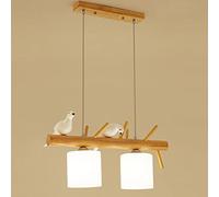 HHRLCH Chandelier Retro Square Wooden Light 3-Light Nordic Industrial Lamps Bedroom Ceiling Hanging Lamp Decor Illumination Glass Lampshade Ceiling/Two Chandeliers
