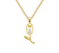 HHRLCH Charms Crystal Tulip Necklace For Women Girls, Minimalist Cute Lily Necklace - Delicate Tulip Flower Necklace, Collar De Tulipan, Tulip Jewelry For Valentine Birthday Gifts
