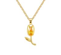 HHRLCH Charms Crystal Tulip Necklace For Women Girls, Minimalist Cute Lily Necklace - Delicate Tulip Flower Necklace, Collar De Tulipan, Tulip Jewelry For Valentine Birthday Gifts