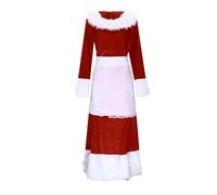 HHRLCH Christmas Costume Cosplay Womens Long Sleeved Apron Dress Set Playful Maids Outfit with Festive Theme for Christmas Parties Themed Events or Fun Photo Shoots