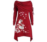 HHRLCH Christmas Dresses for Women Plus Size Cocktail Prom Party Dress Xmas Novelty Dresses Mrs Santa Costume Ladies Outfits