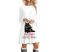 HHRLCH Christmas Maxi Dresses for Women UK Long Sleeve Party Dress Xmas Novelty Dresses Holiday Clothing Mrs Santa Costume
