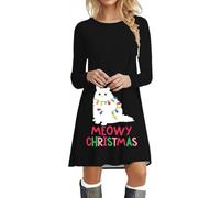 HHRLCH Christmas Maxi Dresses for Women UK Long Sleeve Party Dress Xmas Novelty Dresses Holiday Clothing Mrs Santa Costume