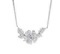 HHRLCH Colgante de Diamantes con pavé de Flores para Mujer, Collar de Cadena con Colgantes para Fiesta y Boda, joyería Fina Nupcial