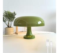 HHRLCH Cordless Rechargeable Table Lamp Dimmable Touch Bedside Lamp with 3 Color Modes Battery Operated Mushroom Lights Acrylic Lampshade Wireless Desk Lamp for Living Room Bedroom Green