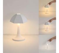 HHRLCH Cordless Table Lamp with Touch Dimming & Rechargeable USB-C 1800mAh - Acrylic Lampshade for Reading Bedside Living Room Bedroom Desk - White