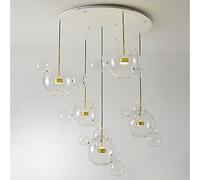 HHRLCH Creative Decorative Elements Kitchen Island Ceiling Lights Designer Nordic Art Transparent Glass Soap Bubble Chandelier Lamp Device/Five Lightsa