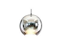 HHRLCH Creative Plating Transparent Reflective Chrome Glass Mirror Hanging Light Adjustable Lantern Ceiling Lamp Globe Chandelier Device/Sier/Diameter 15Cm