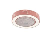 HHRLCH Creative Round Ceiling Fan Light Three Color Dimmable with Remote Control Chandelier Ceiling Fan with Energy Saving Fan Lamp for Living Room （Pink）