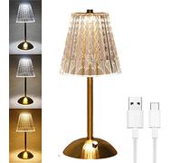 HHRLCH Crystal Table Lamp Touch Control 3 Color + Stepless Dimmable Bedside Table Lamp RGB Creative Romantic Rose Night Light Gold Metal Night Lamp Home Decoration