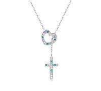 HHRLCH Delicate Heart Cross Necklace For Women Girls, Shiny CZ Religious Cross Necklace - Faith Heart and Cross Necklace, Gothic Punk Catholic Religious Jewelry For Christmas