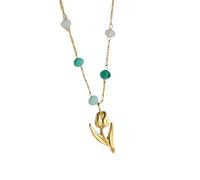 HHRLCH Delicate Tulip Necklace For Women Girls, Exquisite Shining CZ Crystal Lily Necklace - Cute Sweet Tulip Flower Necklace, Collar De tulipán, Tulip Jewelry For Valentine Birthday Gifts