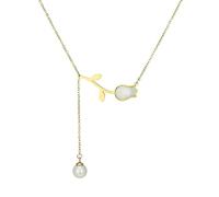 HHRLCH Delicate Tulip Necklace For Women Girls, Exquisite Shining CZ Crystal Lily Necklace - Cute Sweet Tulip Flower Necklace, Collar De tulipán, Tulip Jewelry For Valentine Birthday Gifts