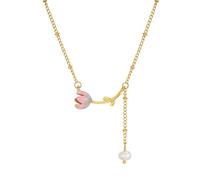HHRLCH Delicate Tulip Necklace For Women Girls, Exquisite Shining CZ Crystal Lily Necklace - Cute Sweet Tulip Flower Necklace, Collar De tulipán, Tulip Jewelry For Valentine Birthday Gifts