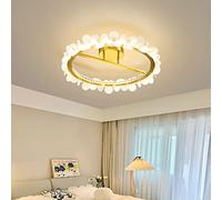 HHRLCH Dimmable Retro Ceiling Light Petals Crystald Round Chandelier with Remote Control Bedroom Living Room Nursery Dining Room Lamps