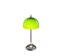 HHRLCH Dimmable Table Lamp - Cordless Rechargeable with Green Glass Shade Chrome Finish for Bedroom Living Room Bar