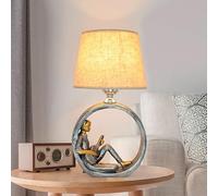 HHRLCH Dimming Table Lamps Creative Romantic Bedroom Bedside Table Desk Lamp Fabric Resin Desk Lamp Living Room Art Decorative Table Lamp