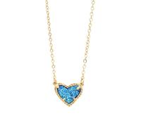 HHRLCH Druzy Necklace For Women, Geometric Love Heart Shape Druzzy Stone Necklace - Resin Shell Druzy Jewelry Necklace, Light Blue Necklace For Valentine Birthday