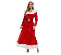 HHRLCH Elegant Party Dress for a Festive Santa Performance Costume Holiday Celebration Gown Red Velvet Dress for Christmas Parties Night out or Themed Adult Celebrations