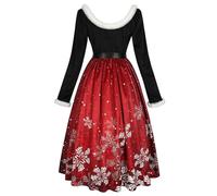 HHRLCH Elegant Themed Print Dress for a Holiday Family Party Cosplay and Festive Celebration Events Perfect for Christmas Gatherings Themed Occasions or Seasonal Photo Shoots