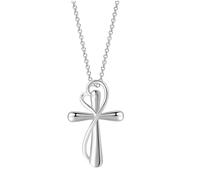 HHRLCH Eternal Infinite Love Heart Cross Necklace For Women Girls, 14K Gold Plated Shiny Zircon Crystal Religious Cross Necklace - Faith Heart and Cross Necklace, Religious Jewelry For
