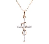 HHRLCH Eternal Infinite Love Heart Cross Necklace For Women Girls, 14K Gold Plated Shiny Zircon Crystal Religious Cross Necklace - Faith Heart and Cross Necklace, Religious Jewelry For