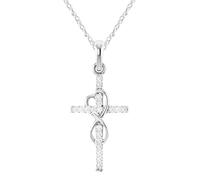 HHRLCH Eternal Infinite Love Heart Cross Necklace For Women Girls, 14K Gold Plated Shiny Zircon Crystal Religious Cross Necklace - Faith Heart and Cross Necklace, Religious Jewelry For