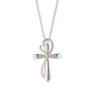 HHRLCH Eternal Infinite Love Heart Cross Necklace For Women Girls, 14K Gold Plated Shiny Zircon Crystal Religious Cross Necklace - Faith Heart and Cross Necklace, Religious Jewelry For